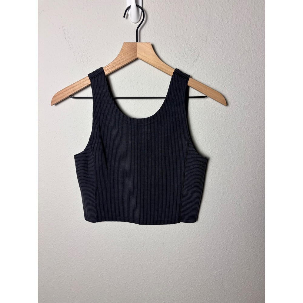 🩵Lululemon Ribbed Softstreme Cropped Tank Top Black Size 6 W1EDFS